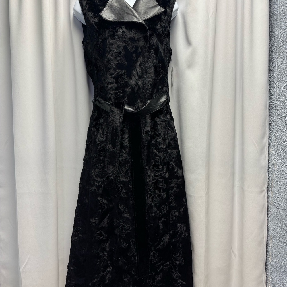 House of Fluff  Faux Elegant Black Sleeveless Dress